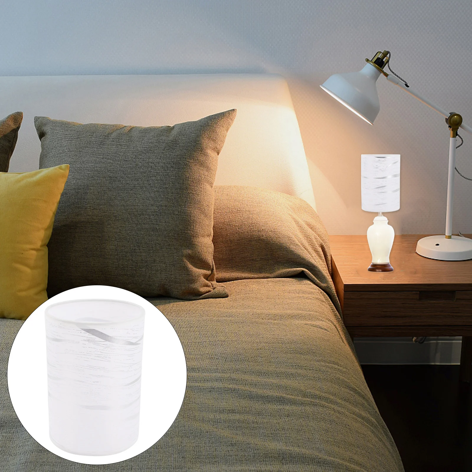 

Sturdy Cloth Shade E27 Cylinder Lamp Cover Decorative Hanging Lamp Accessory For Home Bedroom Hotel Simple Dustproof Lampshade