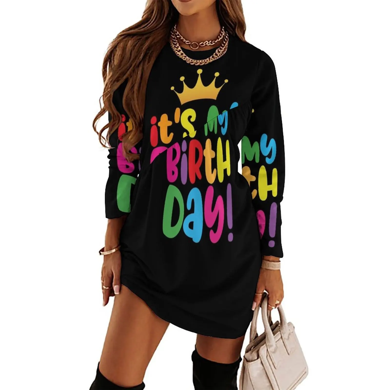 

It"s My Birthday - Birthday Party Outfit - Birthday Long Sleeved Dress summer clothes for women