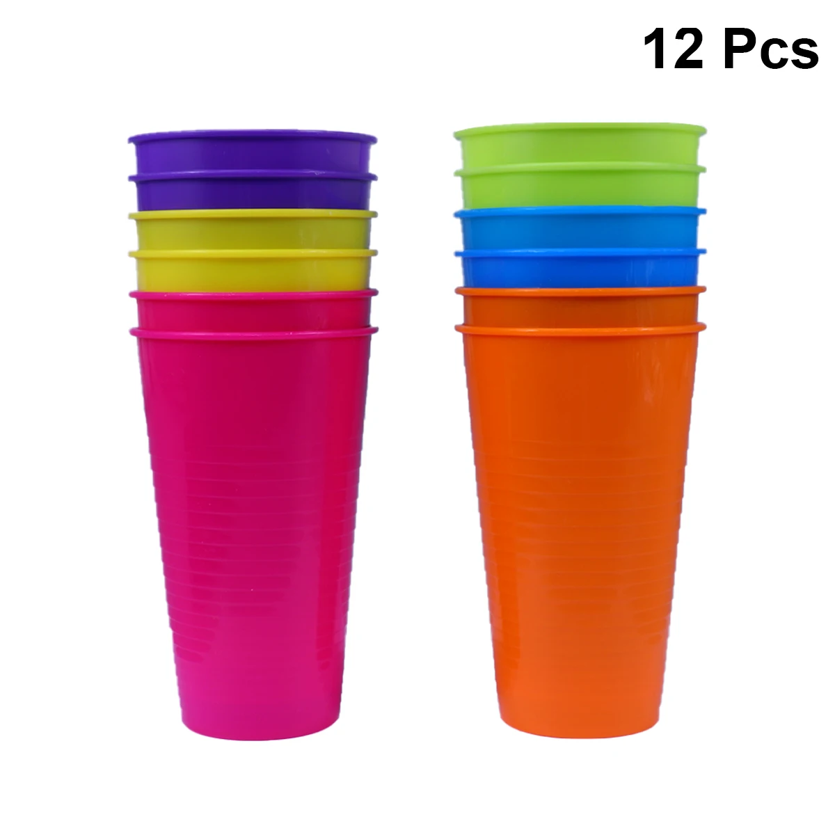 

12Pcs Anti-Slip Plastic Party Cups Reusable Colorful Drinking Glasses for Home Restaurant Picnic Beer Juice Water Use