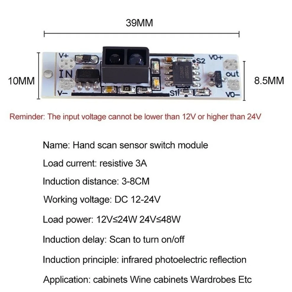 Short Distance Scan Sensor Sweep Hand Sensor Switch Module 36W 3A Constant Voltage for Auto Smart Home Compatible XK-GK-4010A