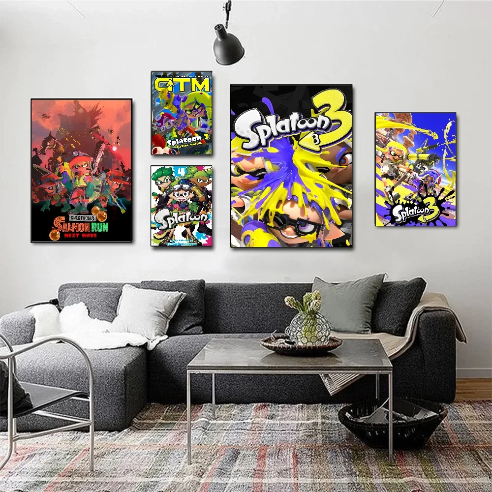 Game Splatoon 3 Anime Posters Sticky HD Quality Wall Art Retro Posters for Home Kawaii Room Decor