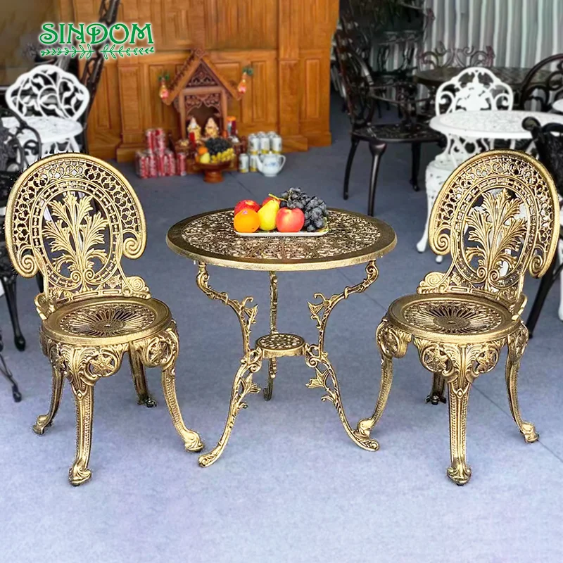 Outdoor Antique Aluminium Garden Tables and Chairs Patio Cafe Furniture Set