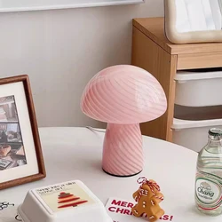 Girl Home Mushroom Table Lamp Room Decoration Glass Night Light Bedroom Bedside Desk Lamp Atmosphere Lighting Living Room Gift