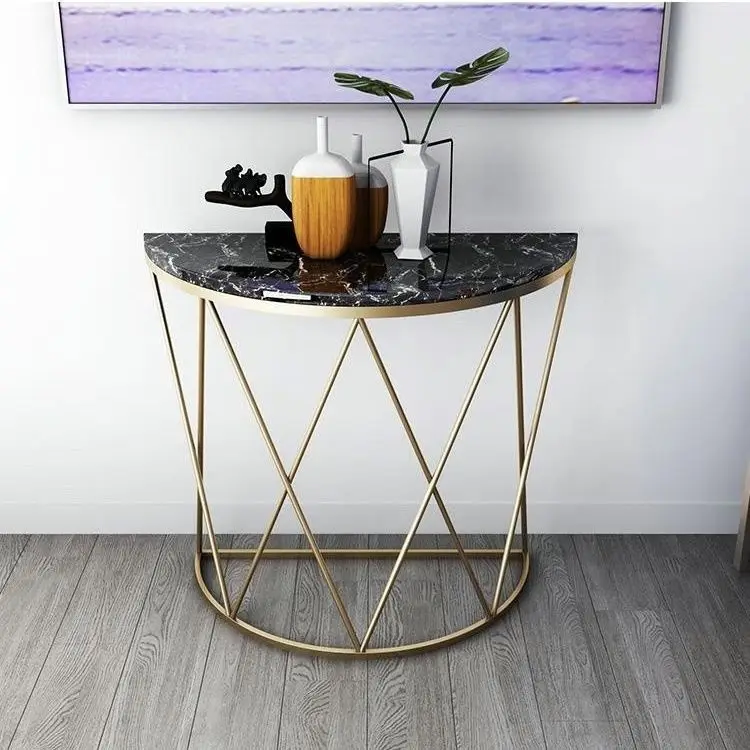 

Nordic simple semicircular entrance table against the wall marble light luxury entrance