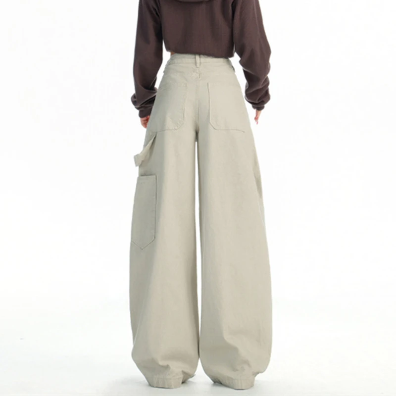 FINEWORDS Vintage Casual Korean Easymatch Washed Baggy Jeans Loose Wide Leg Jeans Full Length Punk Streetwear Cool Jeans