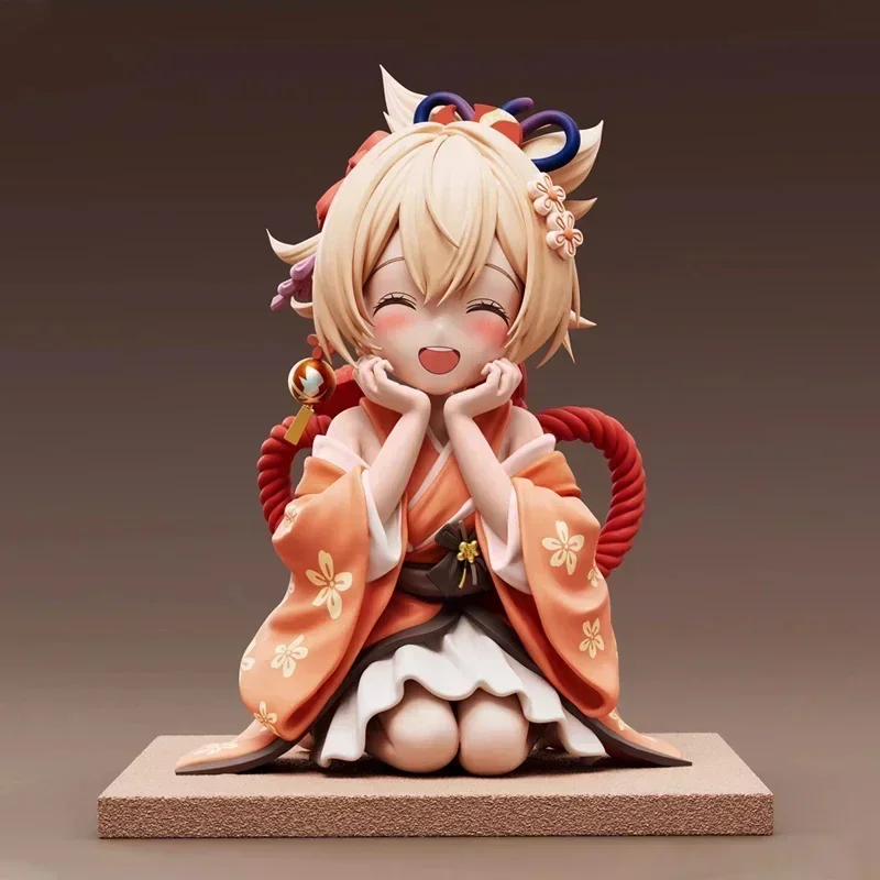 Genshin Impact Game Peripheral Q Version Smiling Yoimiya 14cm Action Figure Model Pvc Statue Doll Desktop Decoration Toy Gift