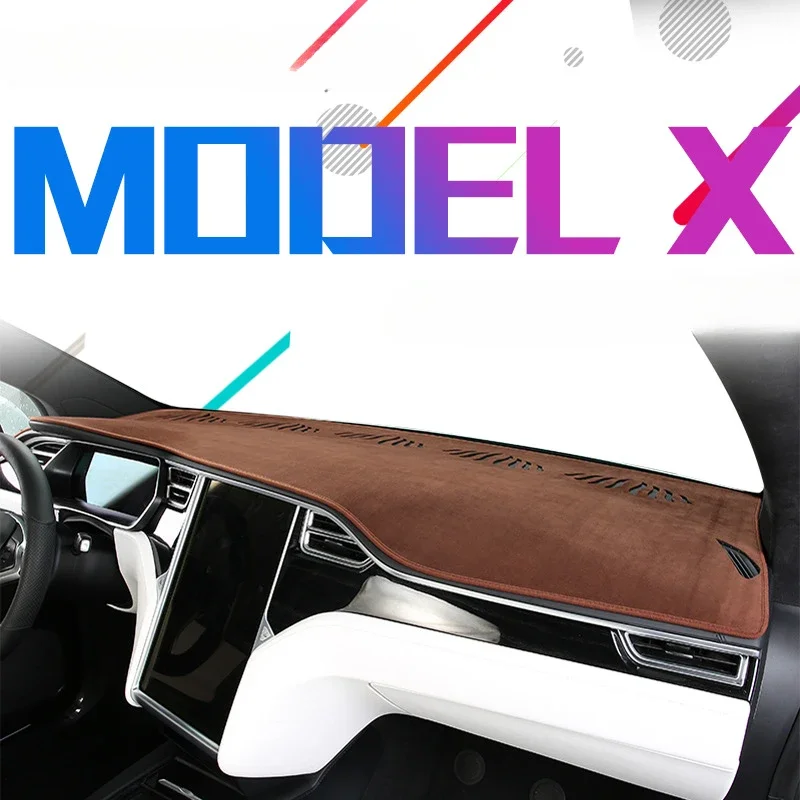 For Tesla Model X S Dashboard Cover Mat Light Proof Sunshade Mats Flannel Flocking Protective Pad Front Dashboard Cover ModelX