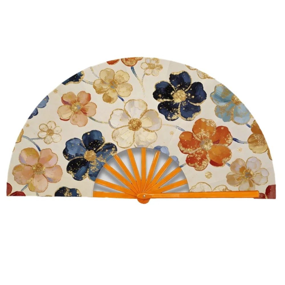 Elegant Vintage Chinese Flower Hand Fan Decorative Handmade Portable Folding Fan Floral Pattern Dance Fan Hanfu Accessories