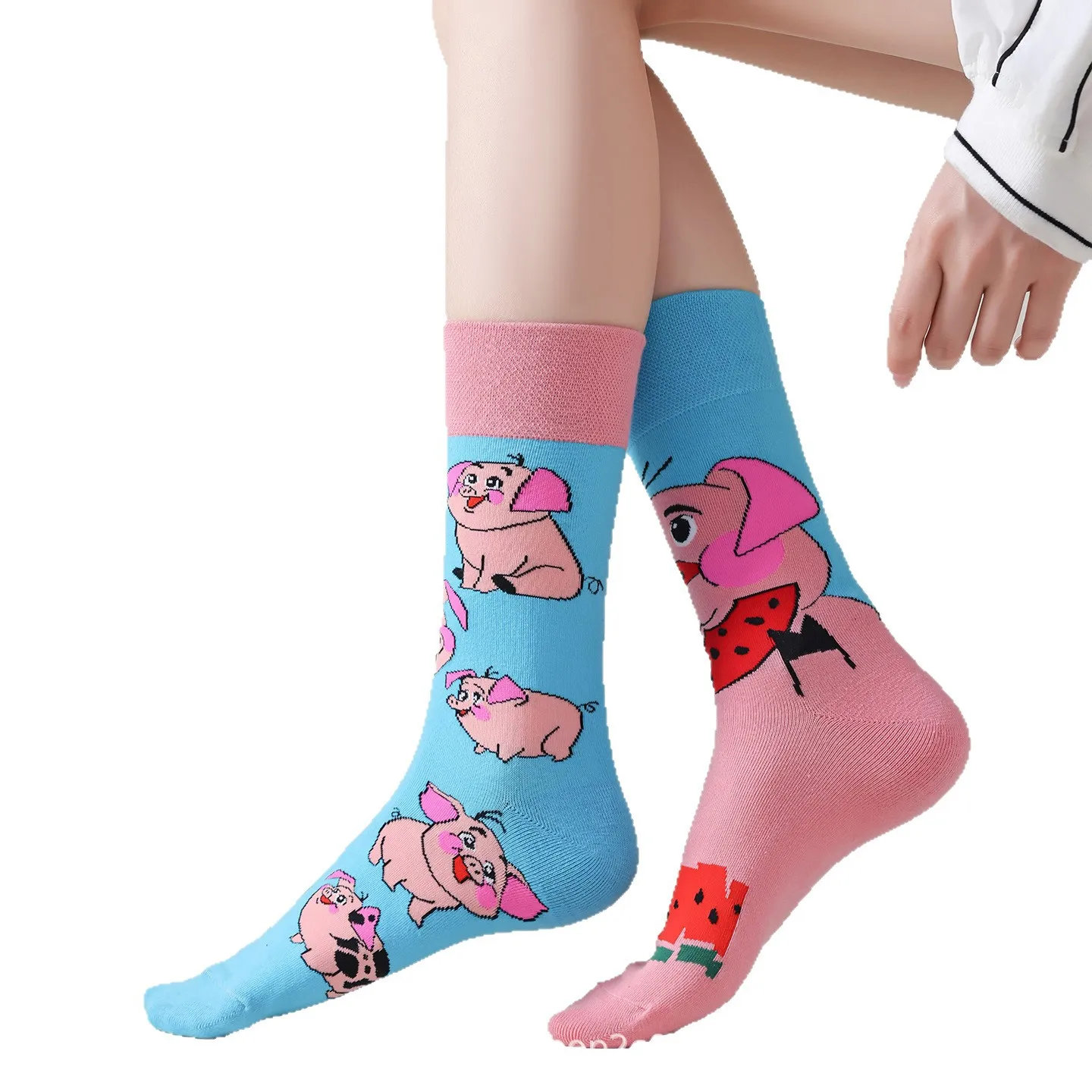 新しいファッションソックス、春夏の腹筋ソックス、カラーコントラストソックス、かわいい日本製ミッドチューブソックス