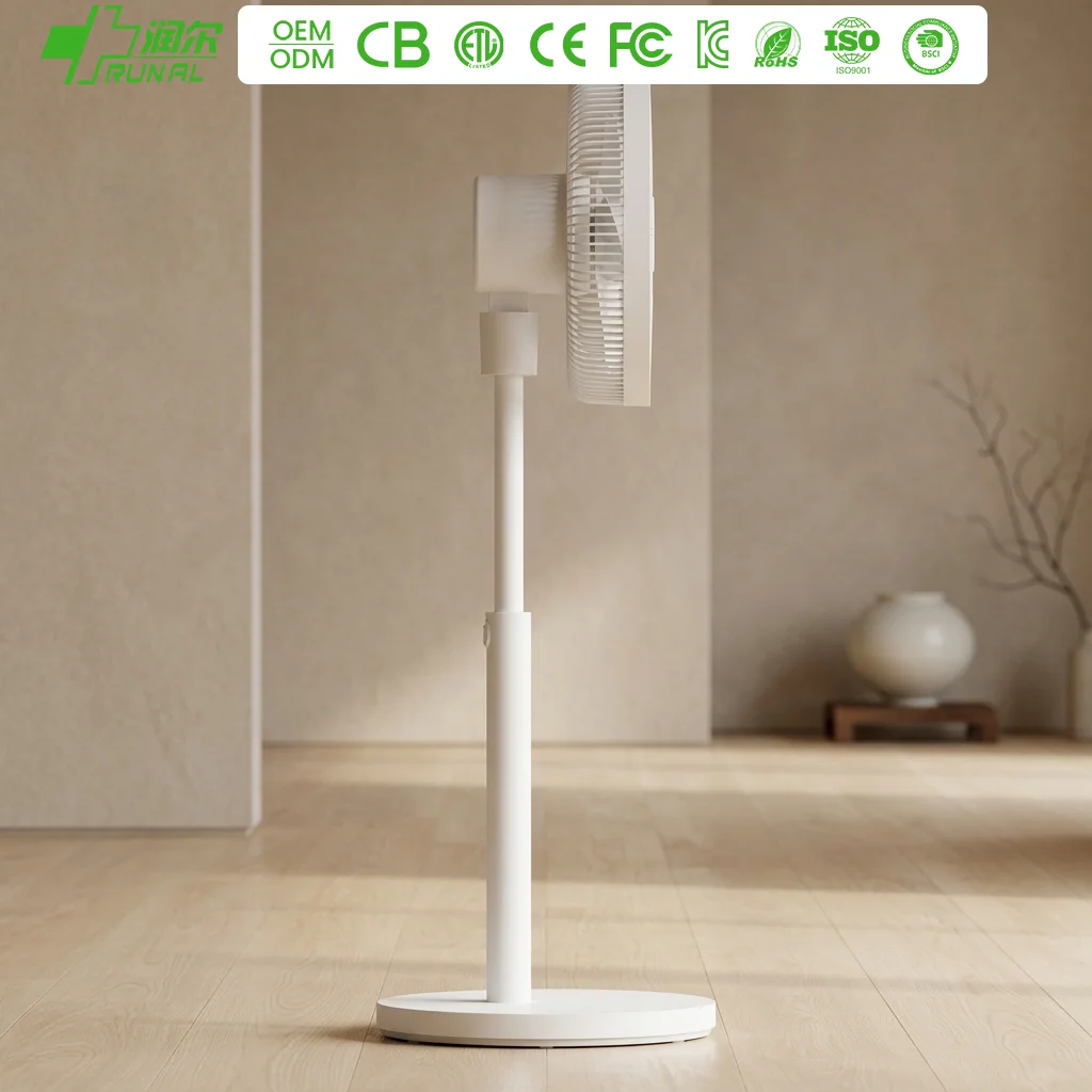 RUNAL 14 Inch S8 Electric 360 Degree Oscillating Quiet Operation Brushless Motor Adjustable Height Remote Control Fan
