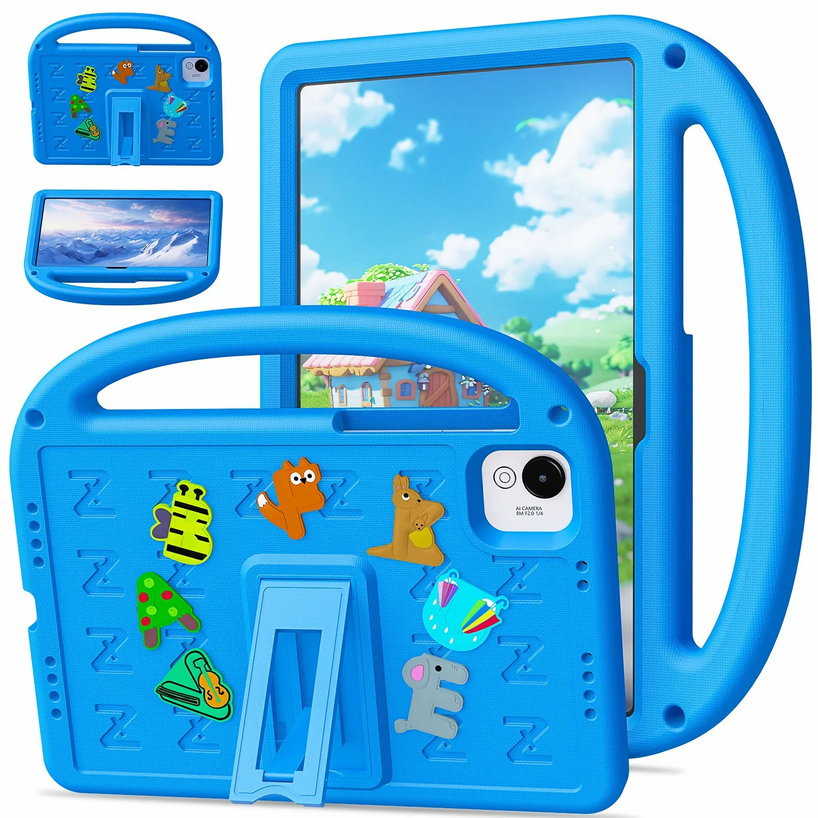 For Honor Pad X10 Pro / Pad X9a / Pad X9 Pro Kickstand Case Cartoon Design Anti-Drop EVA+PC Tablet Cover with Strap for Kids - B