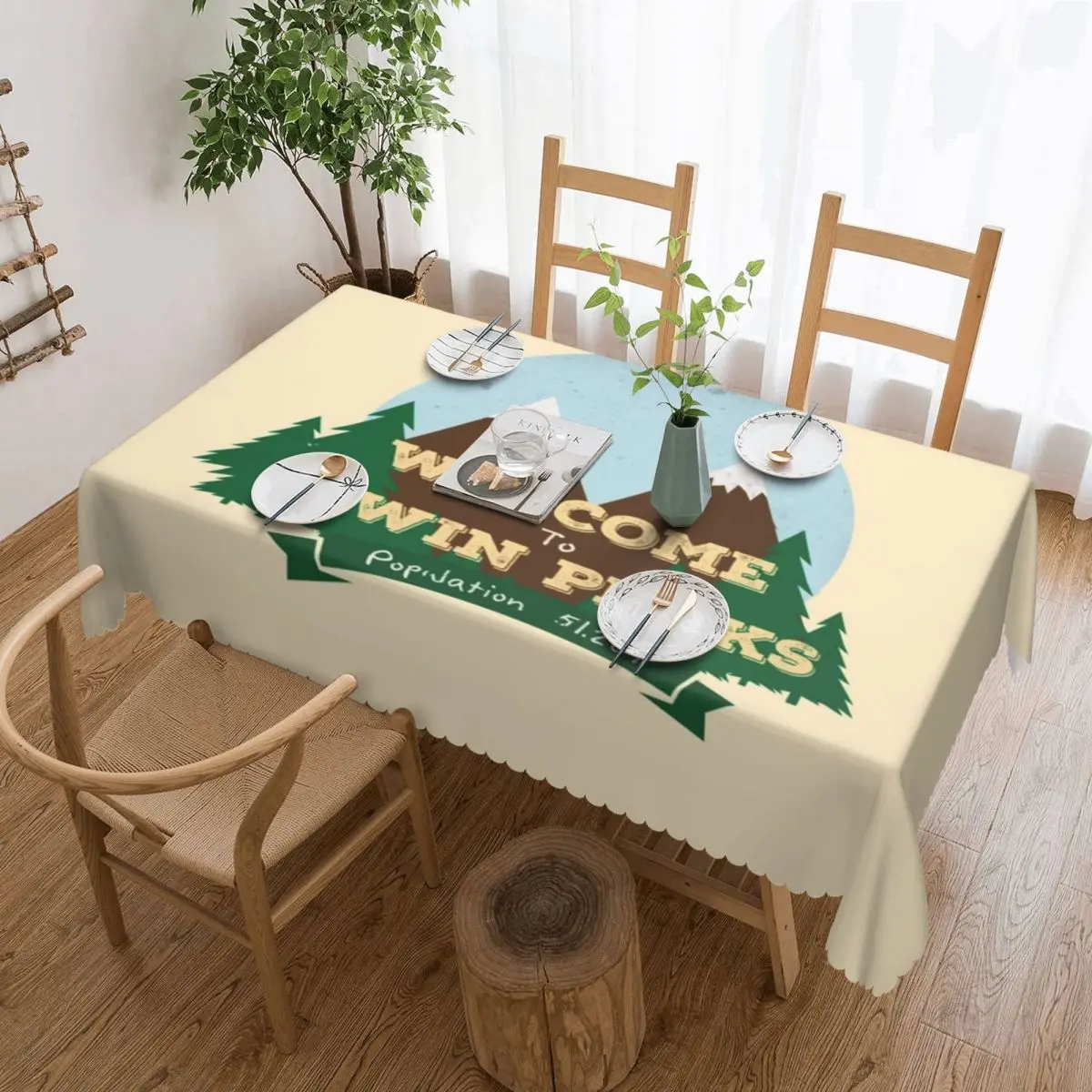 Welcome To Twin Peaks 6 Customized Rectangular Tablecloth Oilproof Table Cover for Festival Party Decorations Table Cloth