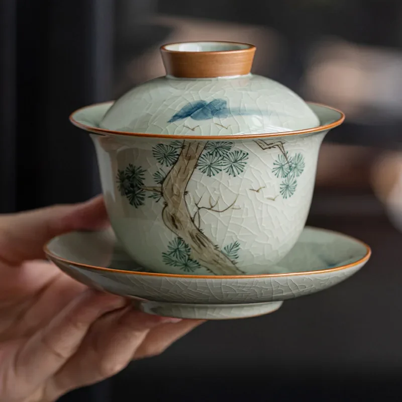hand-painted-pine-antiqueceramic-opening-gaiwan-for-tea-tureen-teaware-set-chinese-tea-bowl-chawan-lily-deng's-store-tea-cup
