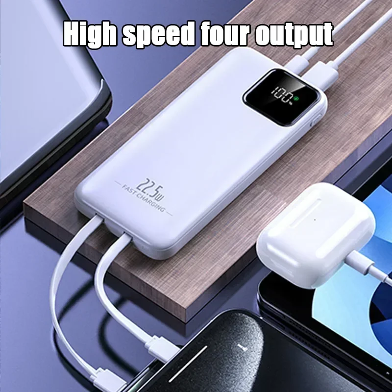 Portable External Battery 22.5W Fast Charging 30000mAh Built-in Cable with Digital Display for IPhone Xiaomi Huawei Powerbank