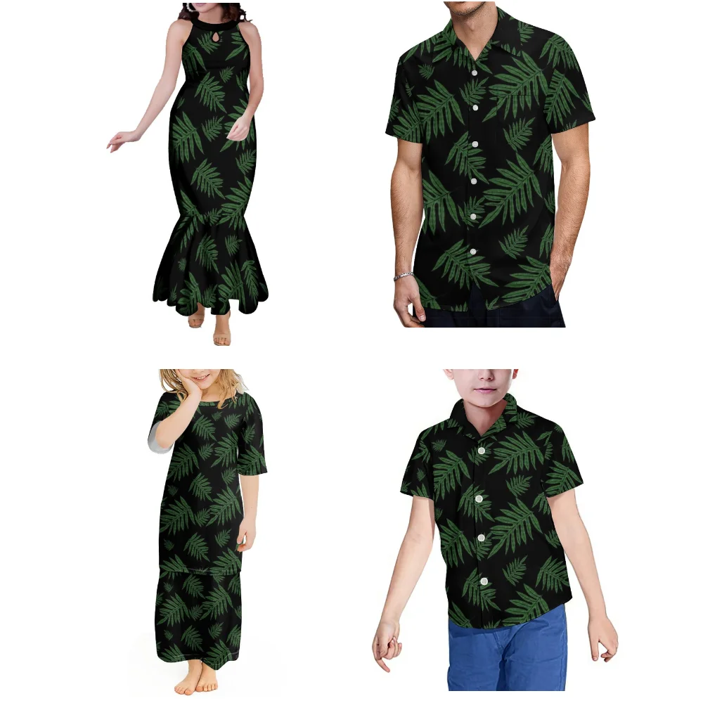 Abbigliamento da festa in famiglia personalizzato polinesiano, abiti lunghi estivi da donna, camicie da uomo larghe, camicie da ragazzo, abiti da ragazza