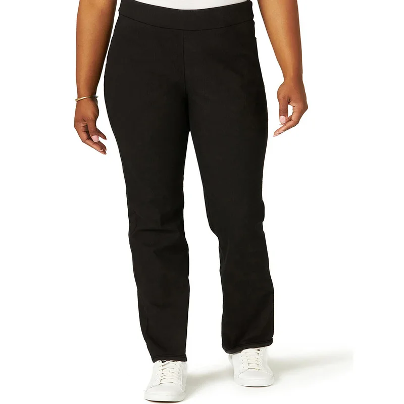 1. 2025 Casual Elastic Waist Slim Straight Trousers Women Stretchy Slimming Black Office Daily Trousers 