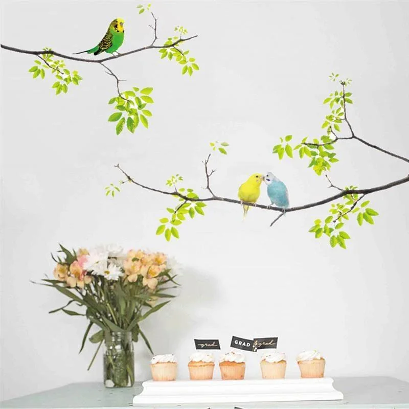 1Pc Wall Decals Birds on Tree Peel and Stick Fresh Removable Wall Stickers for Kids Living Room Bedroom Nursery Room