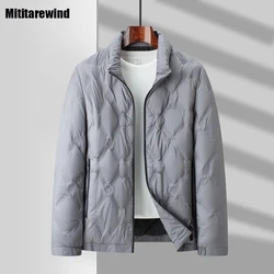 Winter Short Parkas for Men Brand Business Casual Down Jackets Zipper Stand Collar Gray Down Coat Keep Warm Fashion Puffer Coats