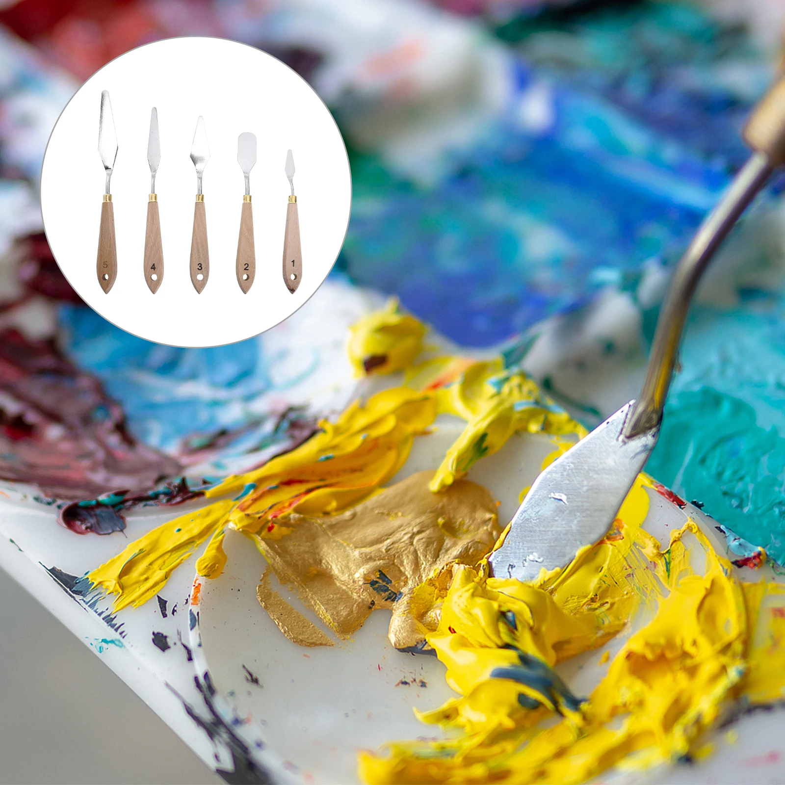 

10pcs Oil Painting Knives Set Wooden Handle Mixing Scraper For Artists Clay Projects Art Tools Painting Knives