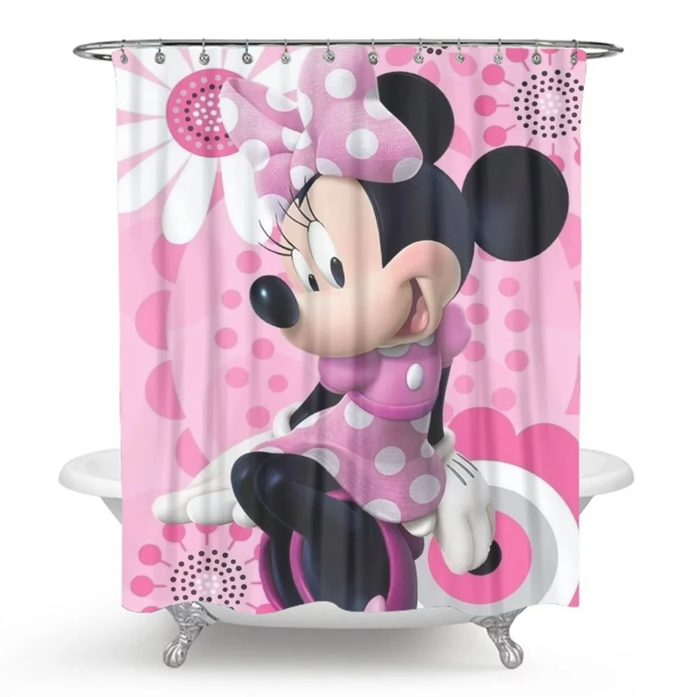 Mickey Minnie Pink Mouse Cartoon Shower Curtain Disney Modern Bathroom Curtain Fiber Bathroom Decoration for Bathtub Bathroom