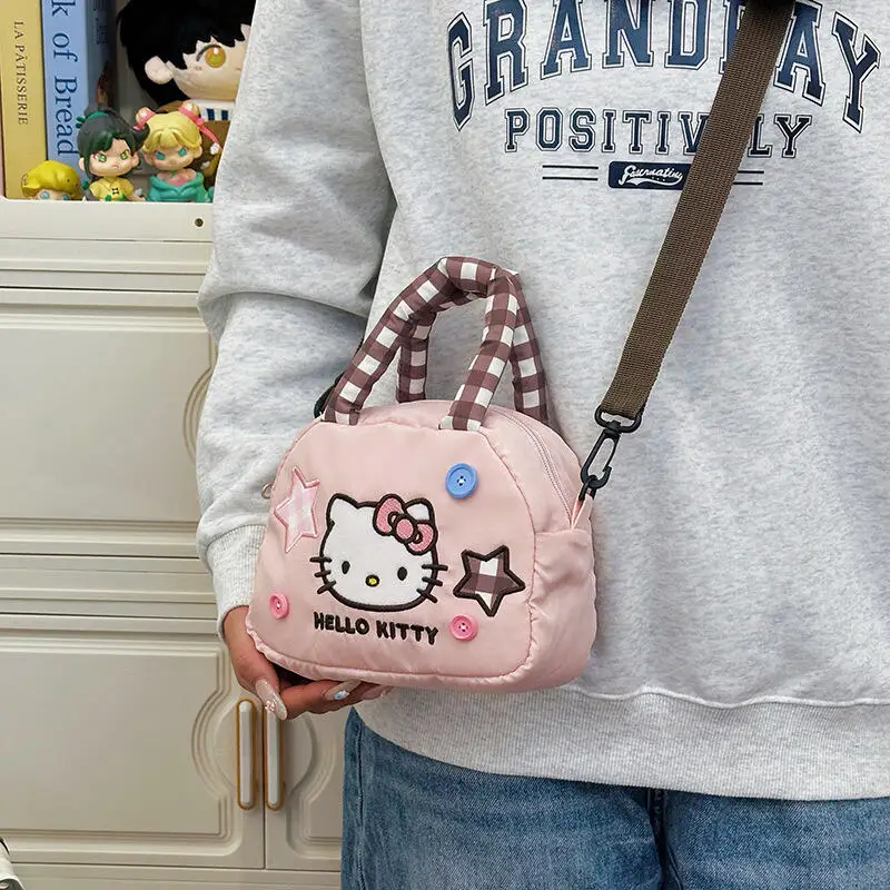 Cute Kitty Crossbody Bag Checkered Commuter Handbag, Creative Cartoon Shoulder Bag, Gift for Girlfriend