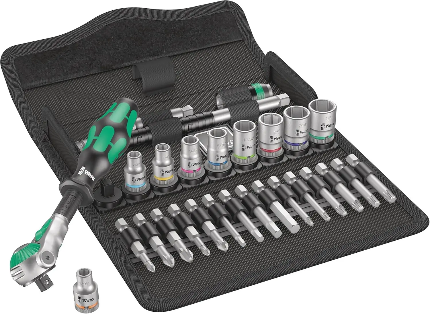 Ratchet Set, 28, 1/4 in, 056490 Tool-Check Plus Bit Ratchet Set with Sockets