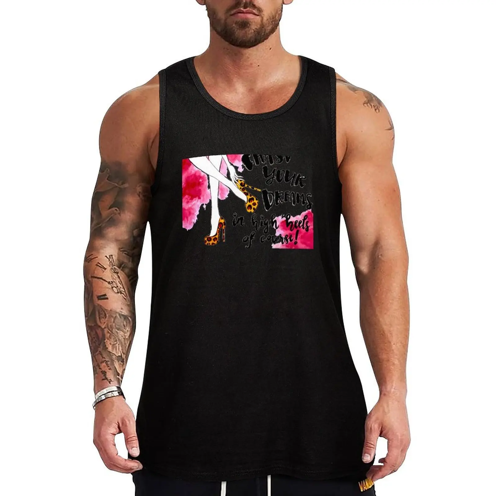 Cumpre tus sueños con tacones altos, ¡obviamente! Camiseta sin mangas con estampado de verano, camiseta sin mangas con gráfico playero
