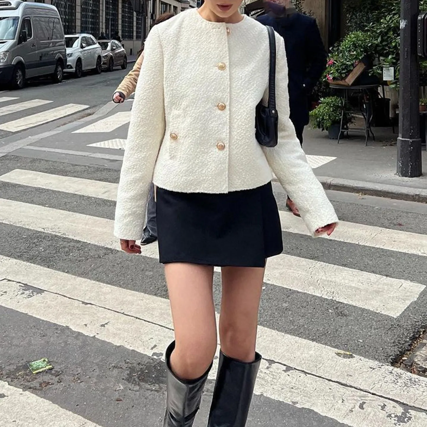 Women's Retro Long Sleeve Texture Short Coat 2026 Autumn Fashion Casual Style Button Closure Standard Fit Other Material Oute...