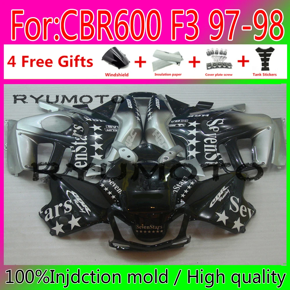 

NEW ABS Motorcycle Injection mold fairing for HONDA CBR 600 F3 1997 1998 honda CBR 600 F3 97 98 bodywork fairings white black