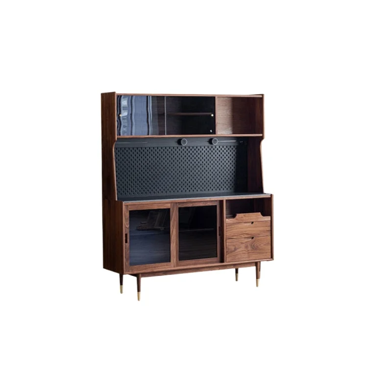 

European-style dining side solid wood storage rock slab high wine cabinet integrated tea cabinet against the wall