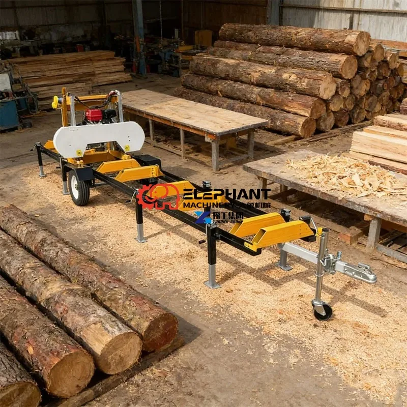Diesel Engine Log Processing Forestry Timber Cutting Trailer Mounted Woodworking Equipment Mobile Machine Mobile Wood Sawmill