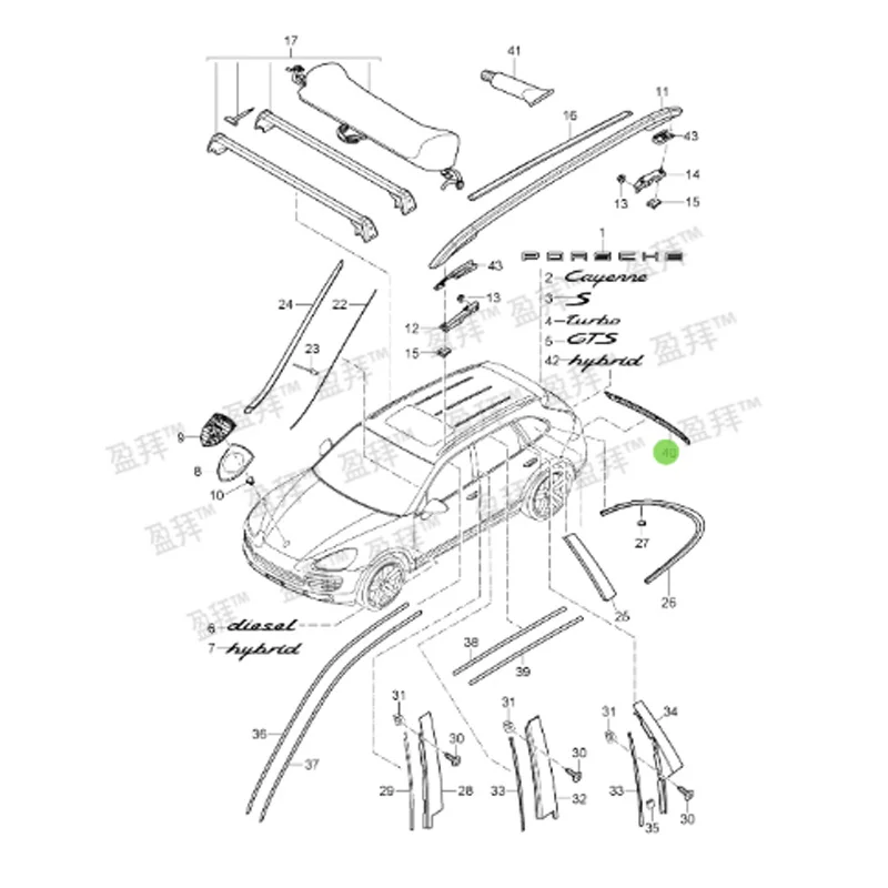 

95851295501041/958 512 955 01 04 1 адаптирован к моделям 07-14 Po rs ch e Ca ye nn e, яркая полоса для заднего бампера, задняя крышка bright st