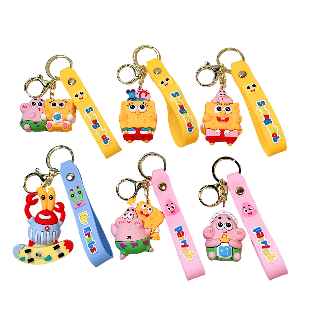 Cute Baby Series PVC Keychain, SpongeBob Patrick Squidward Mr. Krabs Cartoon Bag Car Pendant, Perfect Gift for Friends