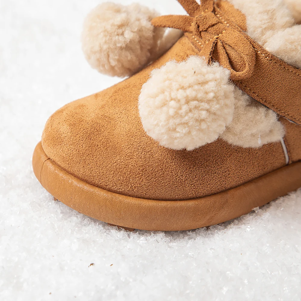 Faux Fur Winter Boots For Children Thick Warm Plush Snow Boots For Boys Girls Anti-slippery Thick Warm Cotton Shoes For Kids