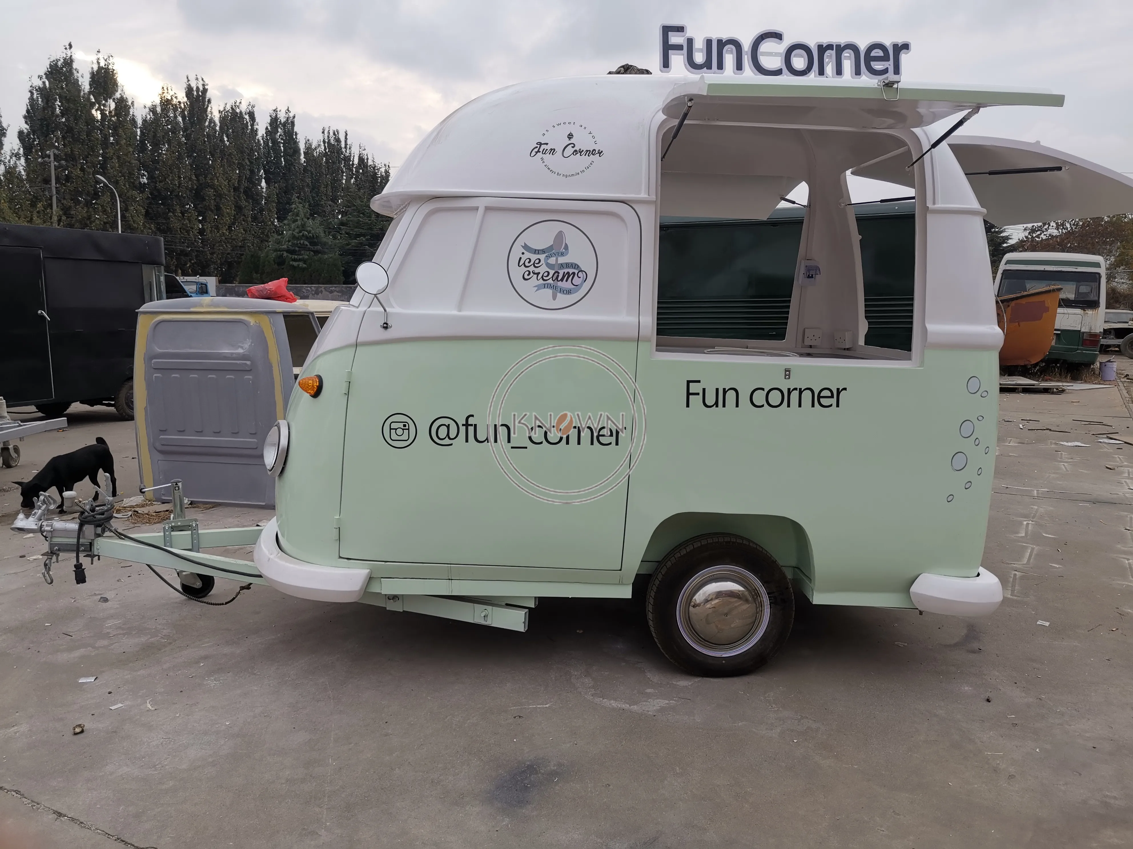 미국 표준 미니 커피 트레일러, 유럽용 핫독 아이스크림 카트, 푸드 트럭 음료 스낵 자판기, 완전 장착