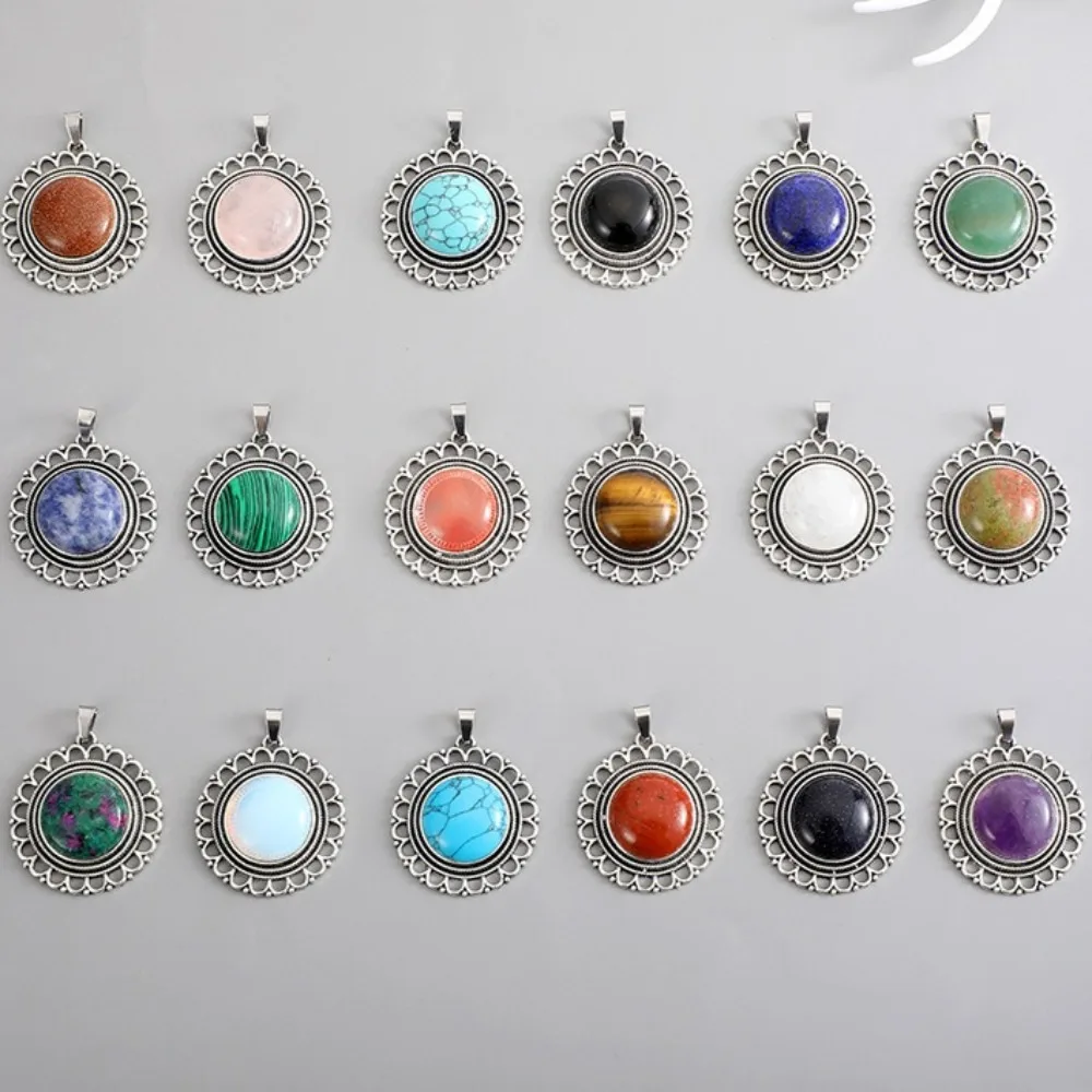 10pc Women Men Chunky Natural Agate Stone Crystal Charming Flower Pendant Spiritual Energy Healing Divination Jewelry Making