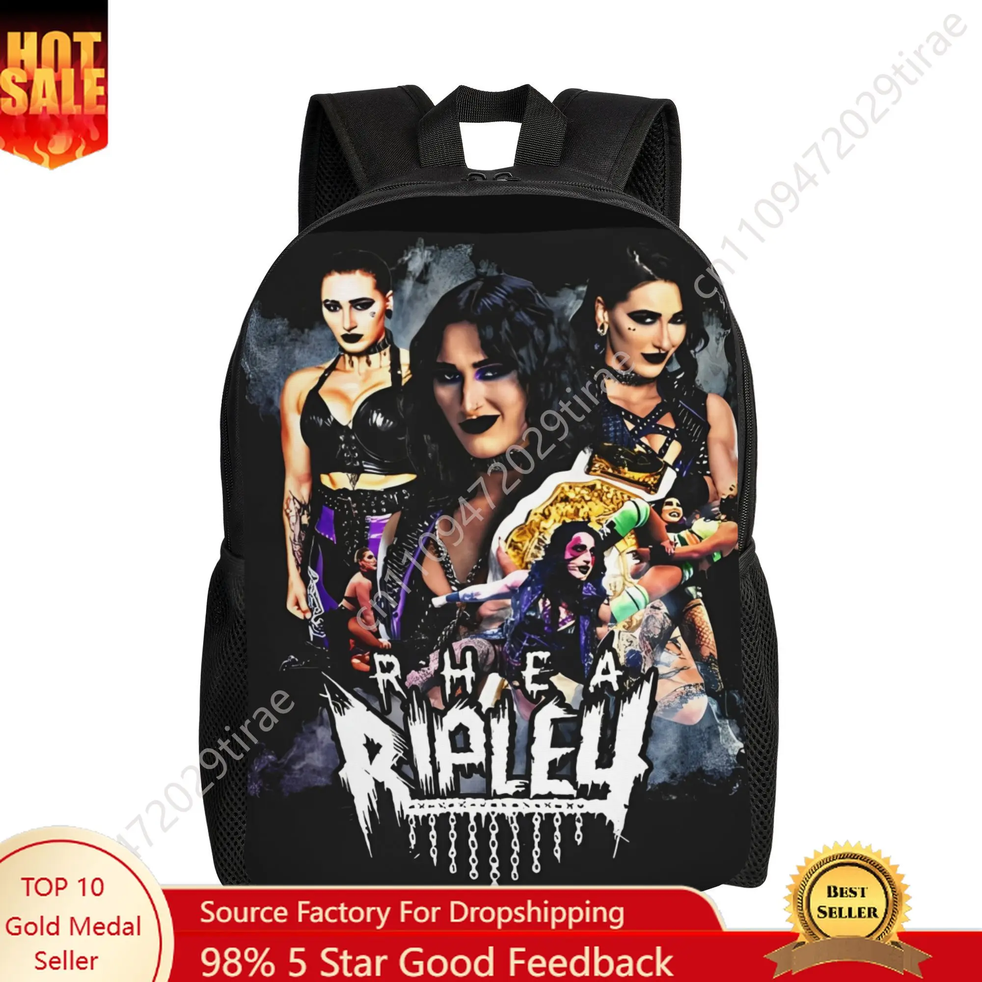 Rhea Ripley vintage  Teenage Backpack Sports Student Business  Daypack for Men Women College Canvas Bags
