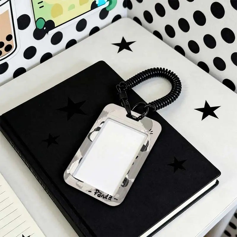 Card Holder for Stretchable Spring Cord Photo Protector Student Bus/Meal Card Protection Case Kpop Photocard Holder