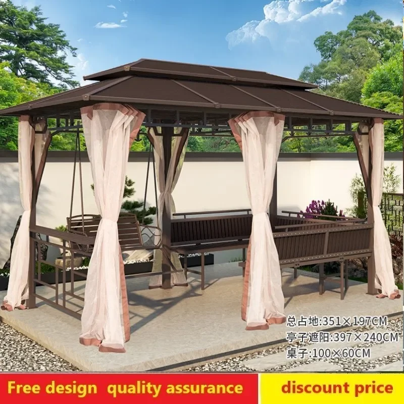 Outdoor pavilion swing hanging chair Southeast Asia gazebo rocking chair courtyard garden solid wood leisure