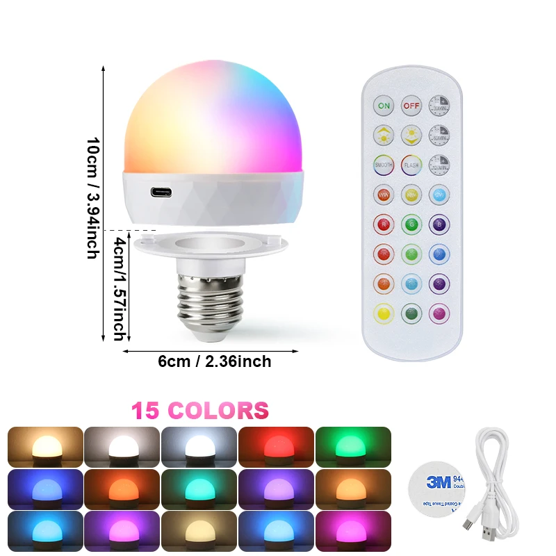 RGB LED Glühbirne USB 5V Lade Smart Fernbedienung Dimmbar Für Schlafzimmer Nacht Wohnzimmer Bar LED Leuchten