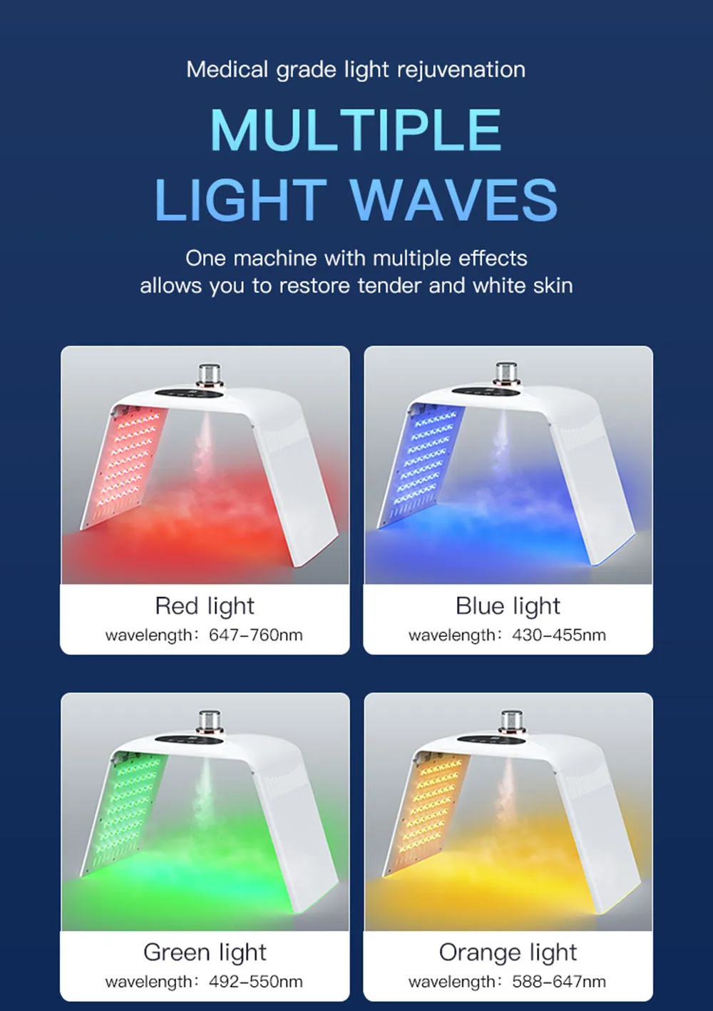 NEW Foldable LED Mask 7 Colors PDT Cold Nano Water Supplement Spray Spectrometer Beauty Tools Facial Mask Machine Salon Home Use