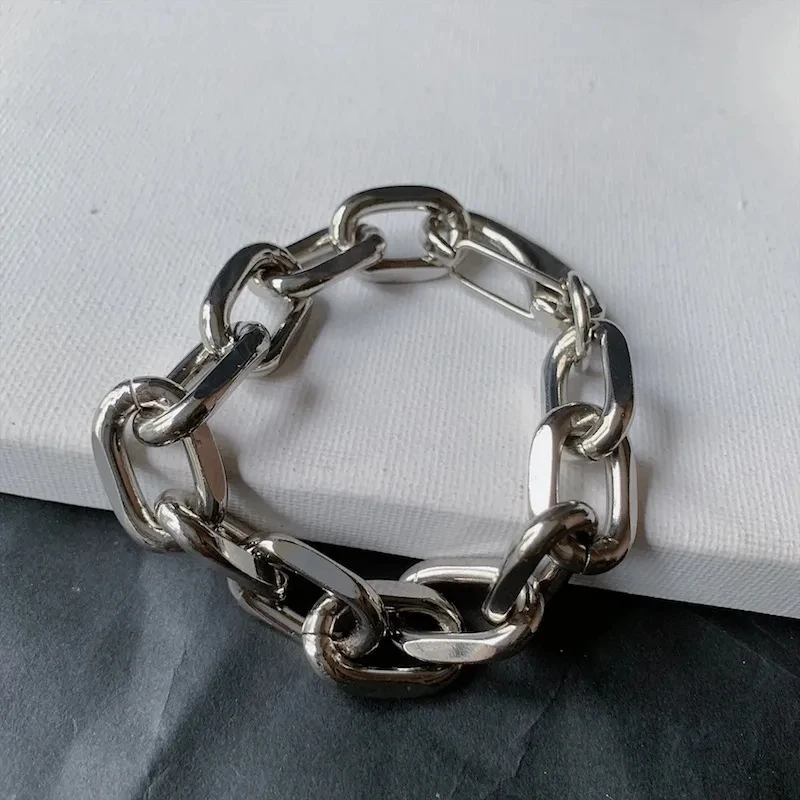 Fashion Trend Hip Hop Punk Couple Bracelet Bracelet Simple Thick Chain Stainless Steel Bracelet Unisex Jewelry Accessories