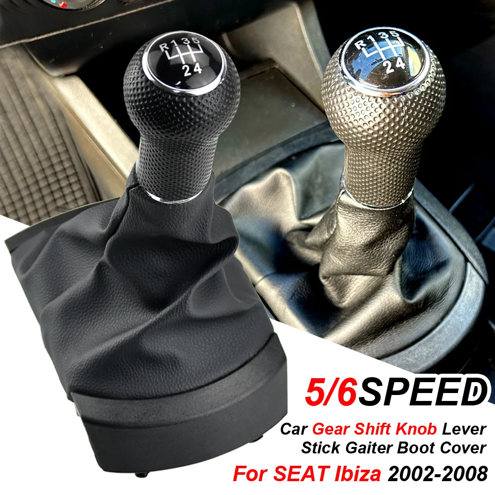 

5/6 Speed Car Gear Shift Knob Lever Stick Gaiter Boot Cover Collar For Seat Ibiza 2002 03 04 05 06 07 08 Gear Stick Dust Cover