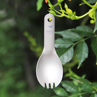 Keith Short Handle Titanium Camping Spoon Spork Cutlery Outdoor Titanium Tableware Bacteriostatic Kid Flatware 140mm Ti5312