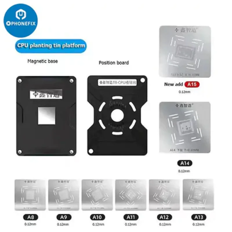 مجموعة 21 في 1 Interposer Reballing Kit XinzhiZao XZZ TR قالب القصدير للزراعة الإطار الأوسط BGA Plant Tin Platform 3D BGA Reballing Stencil لهاتف iPhone X إلى 15 Pro Max إصلاح لحام اللوحة الأم