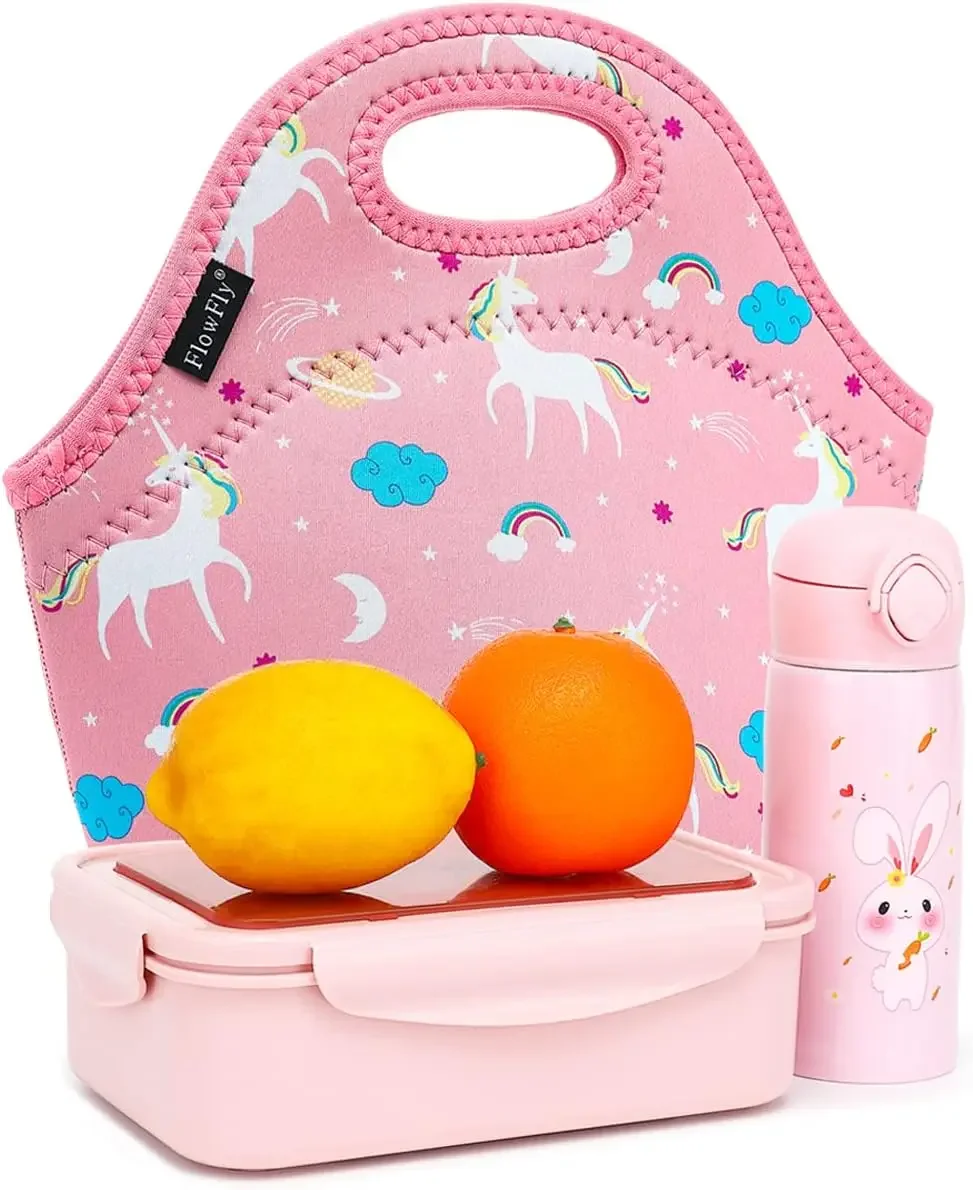 Neoprene Lunch Tote Insulated Thermal Reusable Lunch Bag Box for Boys Men with Zipper,Unicorn