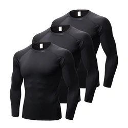 Camicia a compressione da uomo canottiere da allenamento a maniche lunghe per uomo che corrono basket Athletic Base Layer Top collant dimagranti