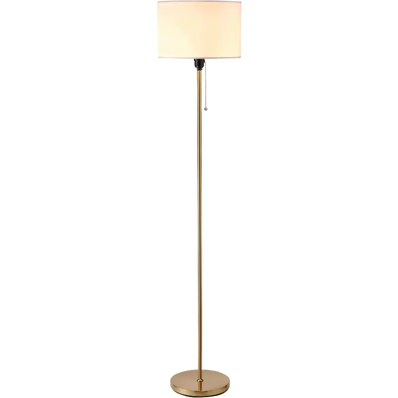 

Ted - Drum Shade Standing Lamp, Pull Chain Switch, E26 Socket, Modern Minimalist Design, Simple Floor Lamp for Living Room