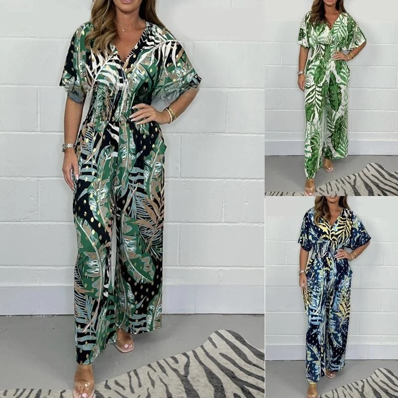 

Женский комбинезон с высокой талией и широкими штанинами, с принтом, удобные длинные брюки, хлопковые, прямого кроя, для повседневной носки, осенняя коллекция