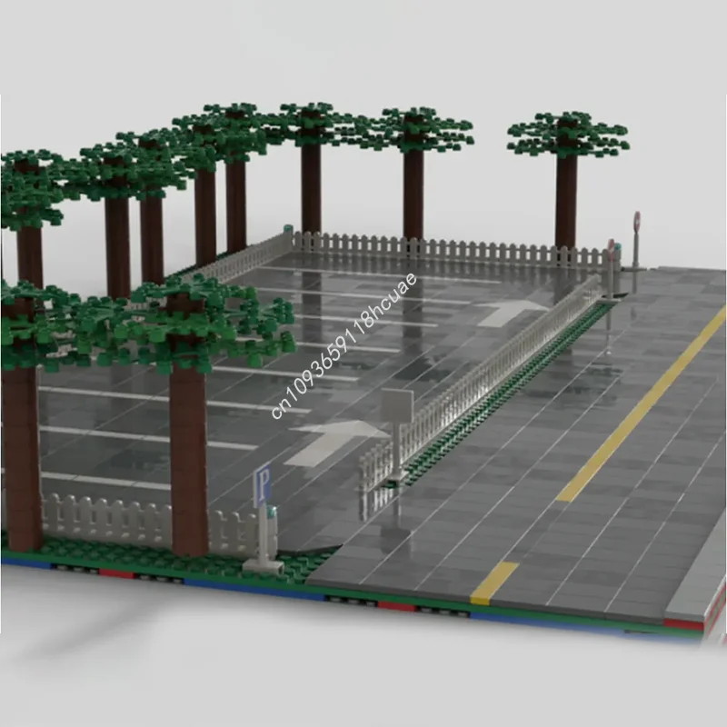 1280pcs MOC Tempat Parkir Model Kota Blok Bangunan Rakitan Kreatif Mainan Kerajinan Bata Modular Arsitektur Anak-anak Hadiah Natal